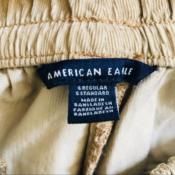 American Eagle Corduroy Jogger Pants US 6 High Waisted Corduroy Pull On Tan - Picture 11 of 13